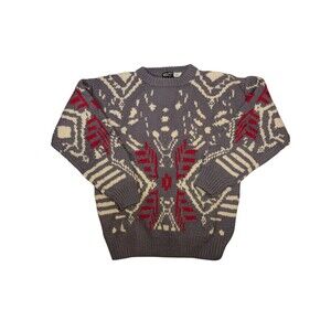 Vintage James River Traders Pattern Wool Knit Sweater Heavy Warm Men's Size L